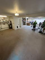 Garage conversion into a game room.