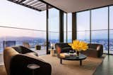 Expansive rooftop lounge overlooking downtown Los Angeles.