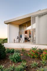 Exterior, Brick Siding Material, Flat RoofLine, and House Building Type Porch to the west, baboons by Wilma Cruise, bust by Lionel Smit  Photo 3 of 46 in Kunshuis by Strukt Architects