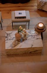 Calcutta marble slab coffee table