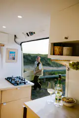 The surf van is like a "tiny apartment on wheels".