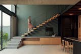 Cantilevered staircase.