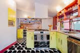 New kitchen layout with pink Tennessee marble tops. The stone was leftover from a renovation of the Fox Theatre in Atlanta.