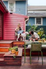 Outdoor, Trees, Flowers, Gardens, Back Yard, Walkways, Wood Patio, Porch, Deck, Grass, Shrubs, Small Patio, Porch, Deck, Garden, Vegetables, and Wood Fences, Wall  Photo 16 of 21 in La Croix House by Jennifer Martin