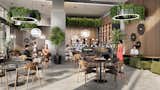 3D Interior Render of coffee shop in modern style