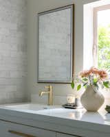 Bath Room, Undermount Sink, Marble Wall, Engineered Quartz Counter, and Marble Floor Primary bath vanity  Photo 16 of 23 in Spanish Kensington by Vivo Design Studios