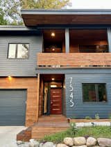 Exterior, Flat RoofLine, Wood Siding Material, House Building Type, and Green Siding Material Exterior entry   Photo 1 of 10 in Lantern Road Home by Cedar Street Builders