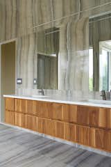 Bath Room, Pendant Lighting, Porcelain Tile Floor, Undermount Sink, Porcelain Tile Wall, and Engineered Quartz Counter  Photo 11 of 15 in The Notch House by Paul Designs Project