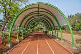 Tensile roof over the jogging track of the park