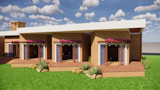 The large openings take in abundant daylight at an angle to avoid harsh sunlight.