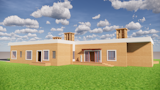 The colour tone and material choice gives the house a 'welcoming' feeling.