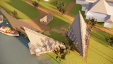 Aerial View of the two proposed pavilions on Easdale island.