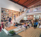 Elevated mezzanine reading space and amphitheatre space