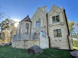 Castle terrace. Custom railing and lampposts. Outdoor living area.