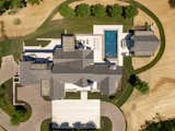 Modern European home with pool house, Birds Eye view.