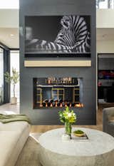 Modern two-sided fireplace.