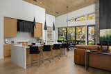 Modern kitchen with waterfall edge island.