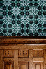 Wallpaper and Hand Carved Woodwork