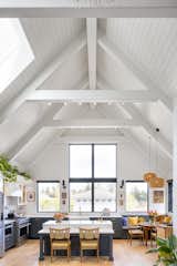 Vaulted kitchen and dining.