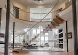 Staircase, Glass Railing, and Wood Tread  Photo 6 of 17 in Bent Glass Freestanding Staircase by John Flagg