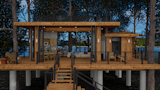 Exterior, Treehouse Building Type, Wood Siding Material, Gable RoofLine, and Green Roof Material Entry to the Primary Space  Photo 3 of 10 in Up in the Pines by kevin keys