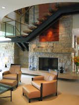 Living room stone fireplace