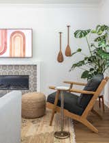 Fireplace with Fireclay Tiles & living room seating