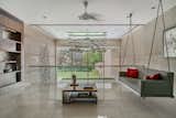 The interior features Italian marble flooring and minimalist furniture