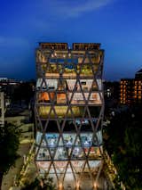 The distinct identity of the façade render it effortlessly recognizable amidst the urban landscape of Ahmedabad