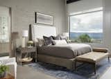 Bedroom, Bench, Table Lighting, Bed, Night Stands, and Limestone Floor  Photo 5 of 10 in Windy Pointe by Inside Stories