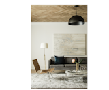 Living Room, Sofa, Coffee Tables, Chair, Light Hardwood Floor, and Ceiling Lighting  Photo 7 of 10 in the Hartshorn House by lara allen-brett