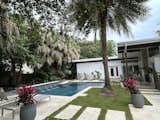 New travertine pool deck