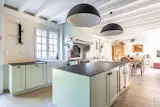 The updated, open kitchen spans about 475 square feet.