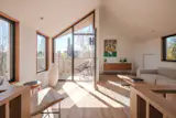 Solid white oak floors run throughout the home.