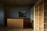 First-floor library and kitchen