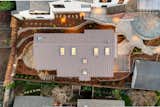 Twilight aerial view of ADU and main house