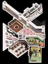 rendering collage of community dining plaza