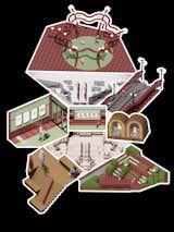 rendering collage of the East and West sunken plaza