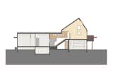 Section through existing house and addition, showing alignment of stairway to skylight