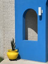 Detail of porch's blue wall.