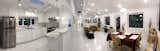 Night time view of interior spaces. LED lamps with warm color temperature.