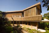 Back facade. Wooden solar control louvers