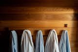 Sauna interior with handy towel hooks!