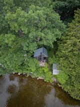 Aerial view of sauna at shore of Sturgeon Lake