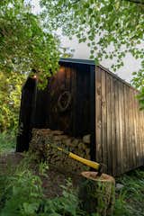 View of sauna exterior showing Shou Sugi Ban wood treatment