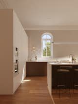 In a modern European kitchen design, a pantry with built-in appliances is a necessity. The beautiful snowy-white panels add natural light and radiance, making the kitchen even more inviting.