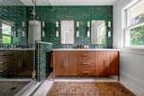 Vanity and walk in Shower