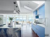 Custom Oceanfront Modern Blue Kitchen