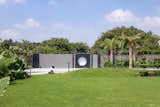 View of entrance gate with gabion wall