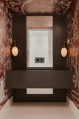 Powder Room with Aqualille Hand Painted Wallpaper